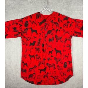 Michigan Rag Co Shirt Gown Adult L/XL Red Dog All Over Print Flannel Night USA